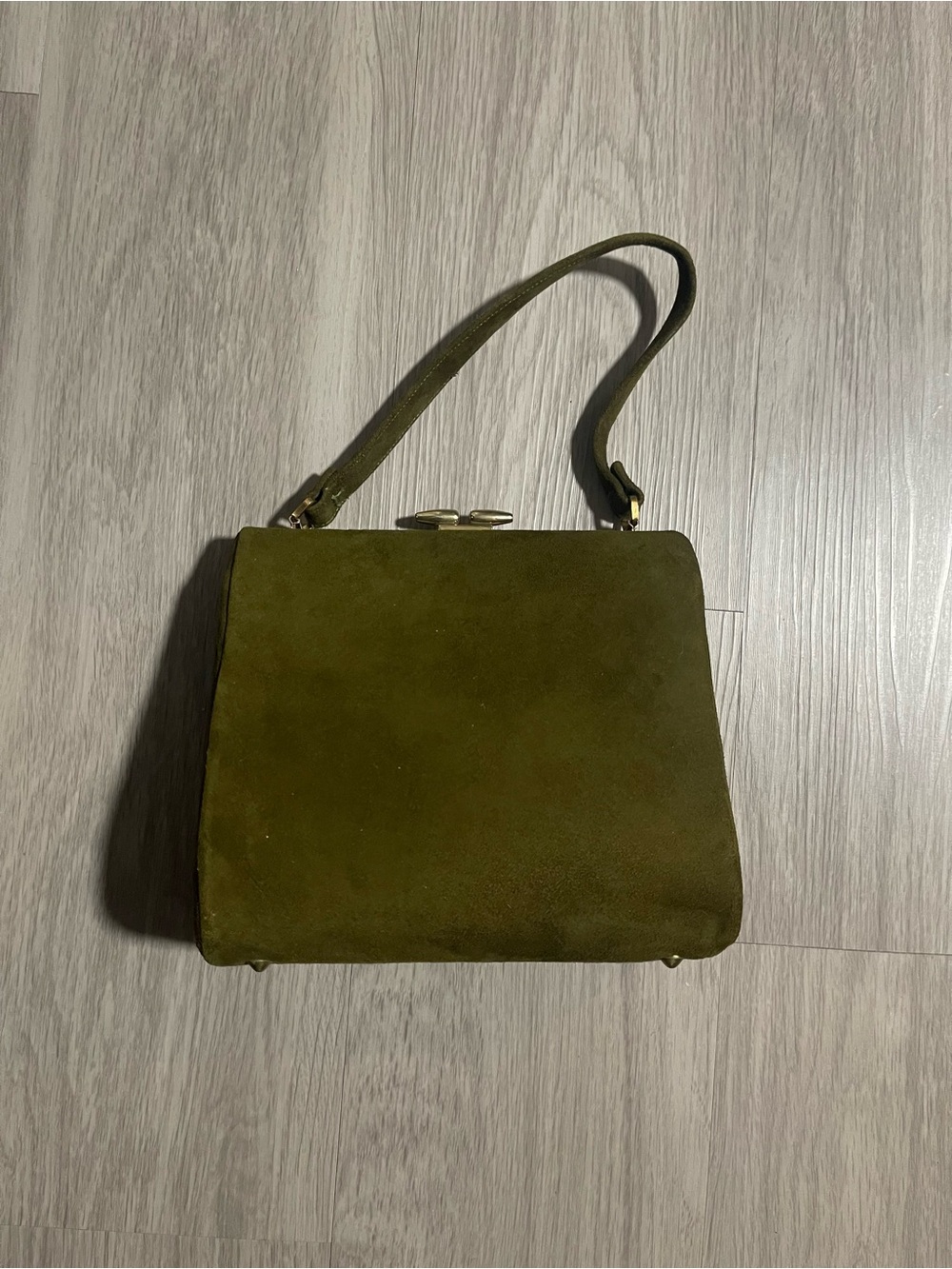Olive Green Suede Top-Handle Women's Bag